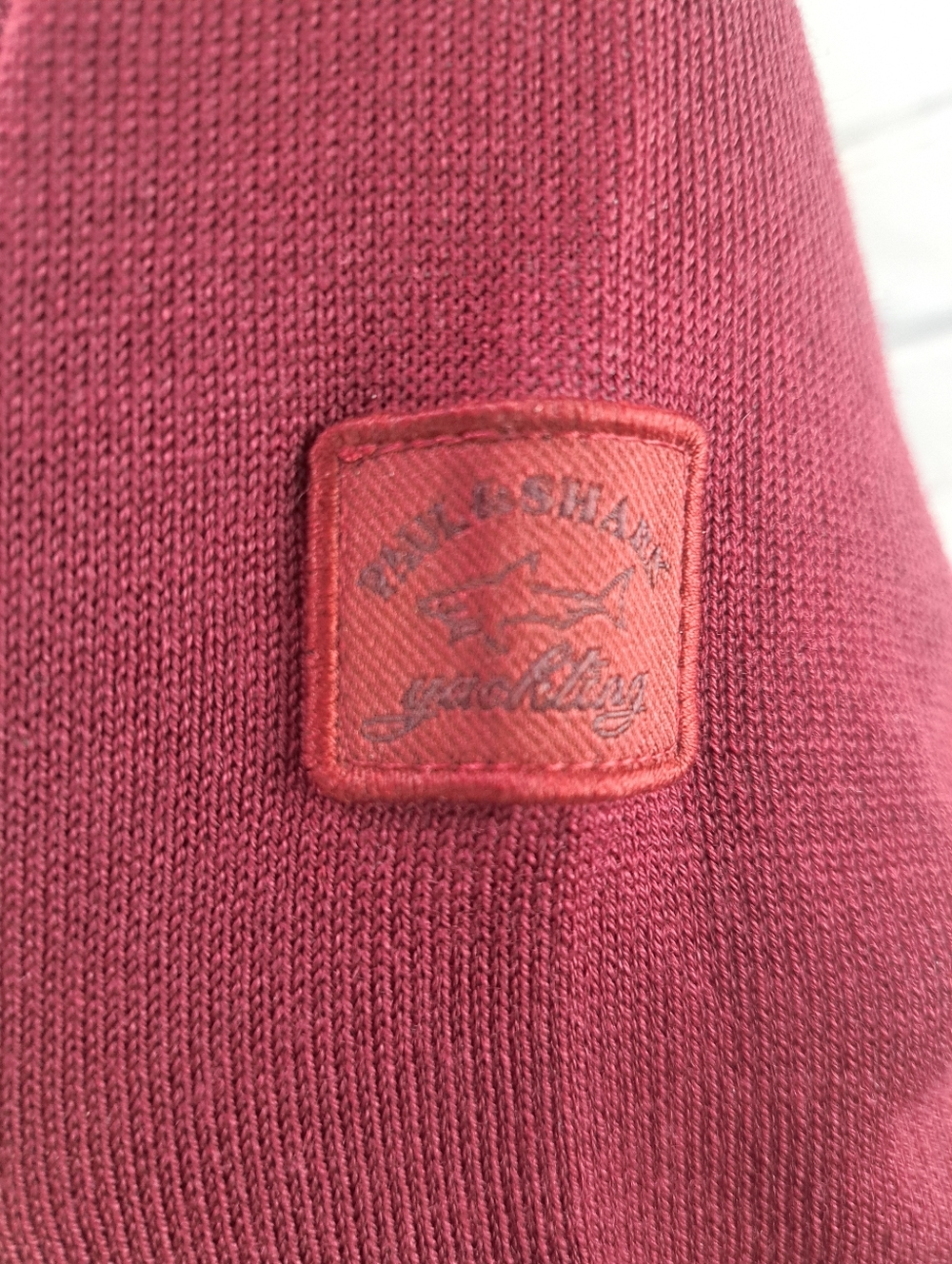 Paul & Shark Yachting Half Zip Sweater Merino Wool Suede Leather Italy Large - Picture 9 of 14